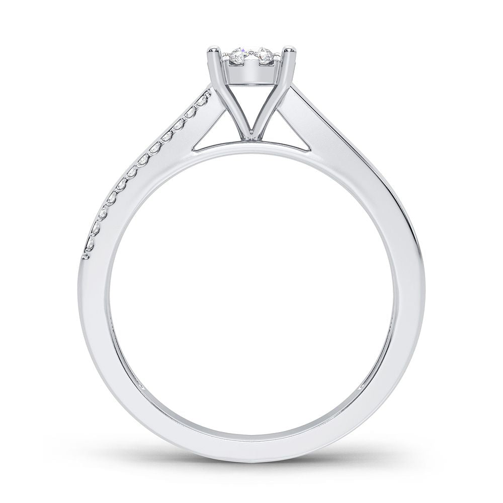 14K White Gold Elegant 0.20Ct Diamond Ring