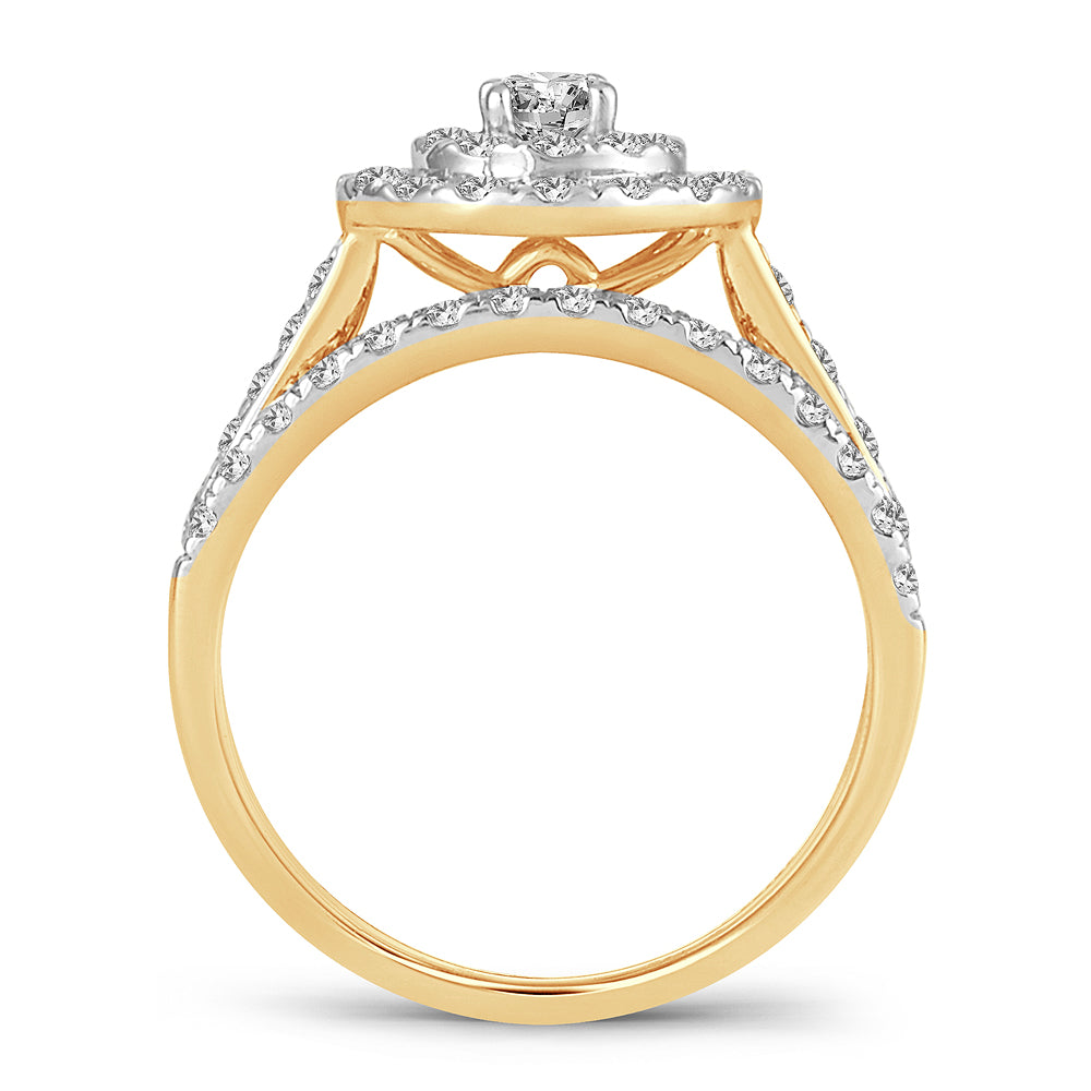 14K Yellow Gold Beautiful 1.00Ct Diamond Bridal Ring