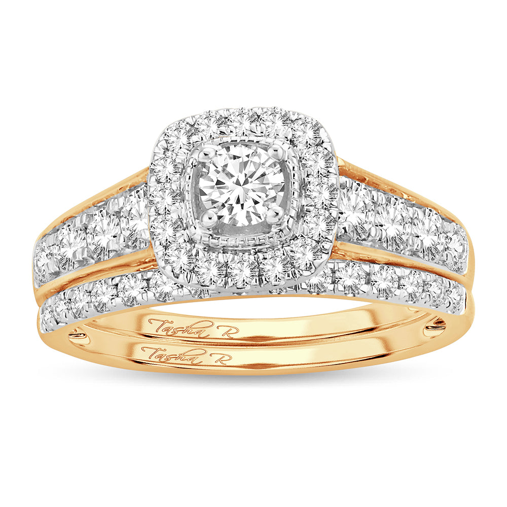 14K Yellow Gold Dazzling 1.00Ct Diamond Bridal R4Ing