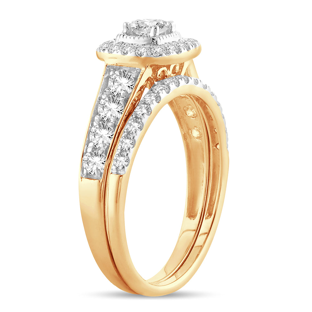 14K Yellow Gold Dazzling 1.00Ct Diamond Bridal R4Ing