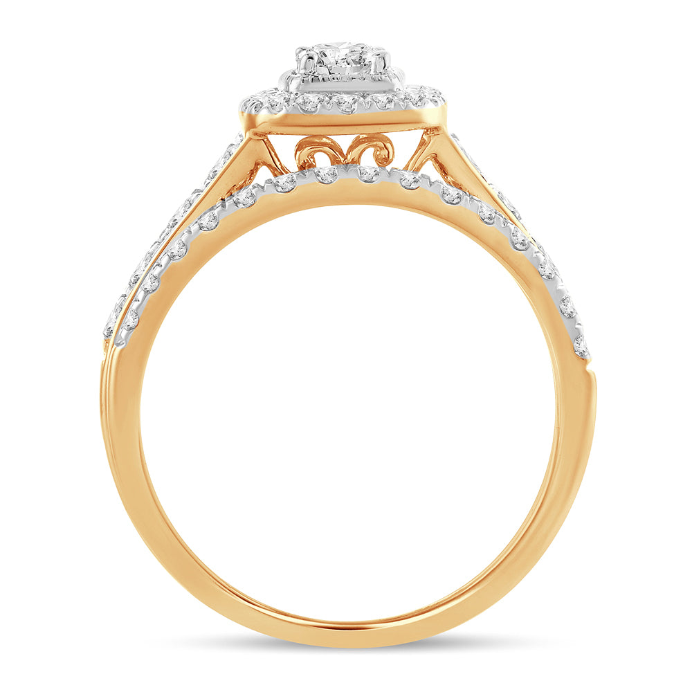 14K Yellow Gold Dazzling 1.00Ct Diamond Bridal R4Ing