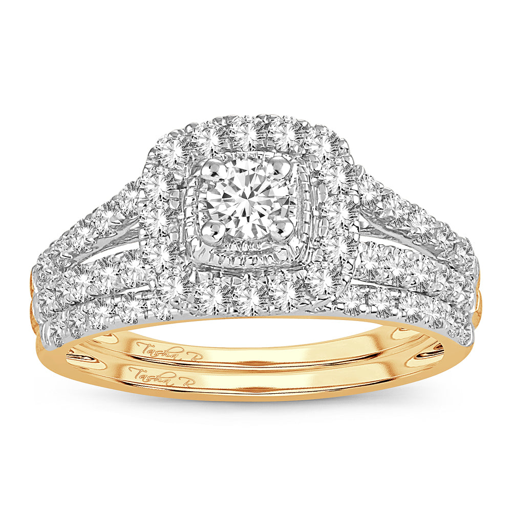 14K Yellow Gold Exquisite 1.00Ct Diamond Bridal Ring