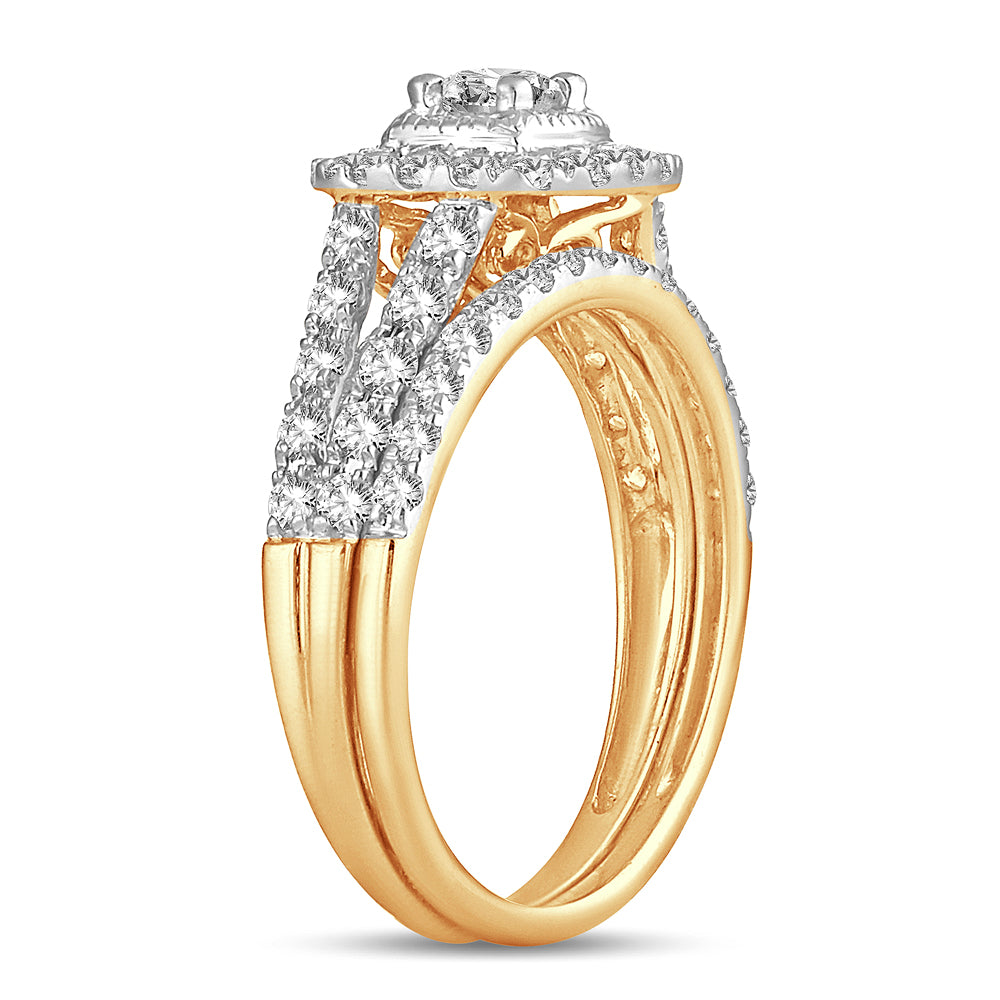 14K Yellow Gold Exquisite 1.00Ct Diamond Bridal Ring