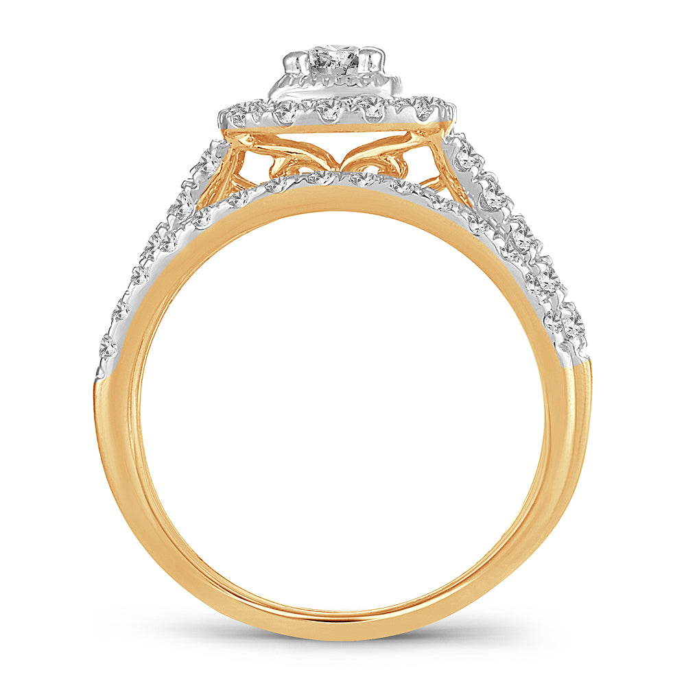 14K Yellow Gold Exquisite 1.00Ct Diamond Bridal Ring