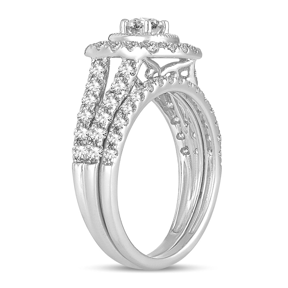 14K White Gold Beautiful 1.50Ct Diamond Bridal Ring