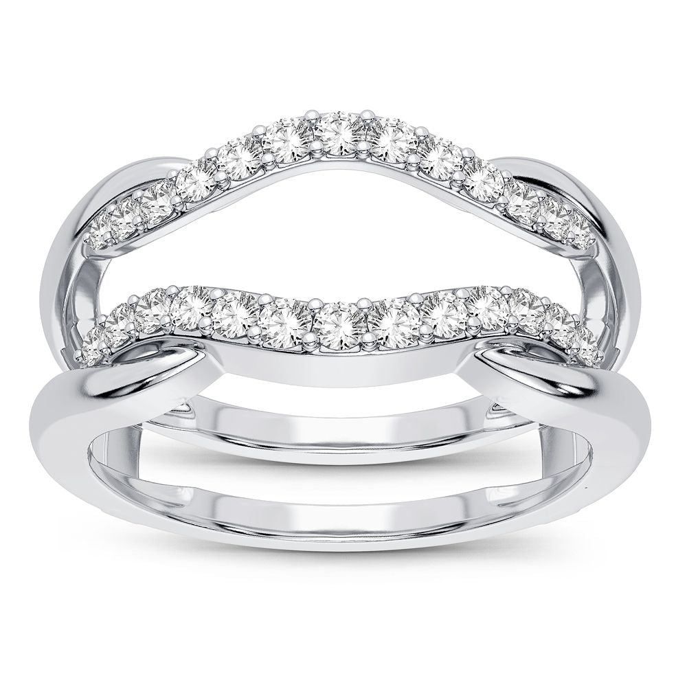 14K White Gold Dazzling 0.33Ct Diamond Ring Guard