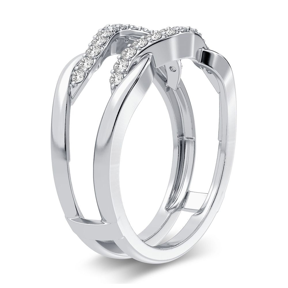 14K White Gold Dazzling 0.33Ct Diamond Ring Guard