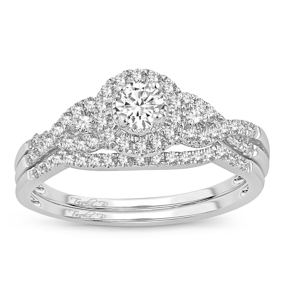 14K White Gold Dazzling 0.50Ct Diamond Bridal Ring