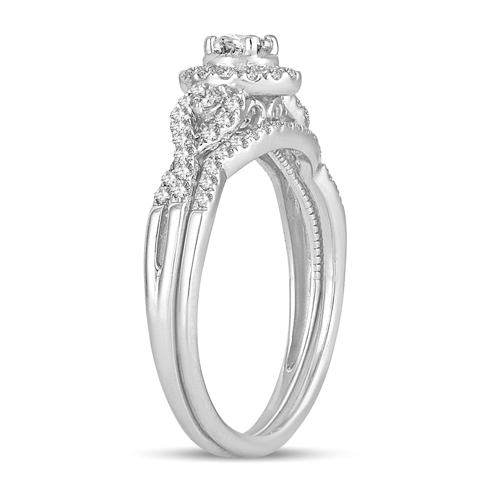 14K White Gold Dazzling 0.50Ct Diamond Bridal Ring