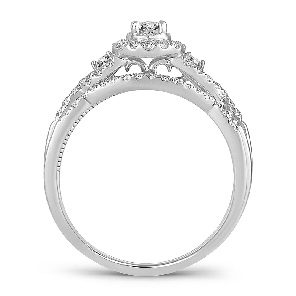 14K White Gold Dazzling 0.50Ct Diamond Bridal Ring