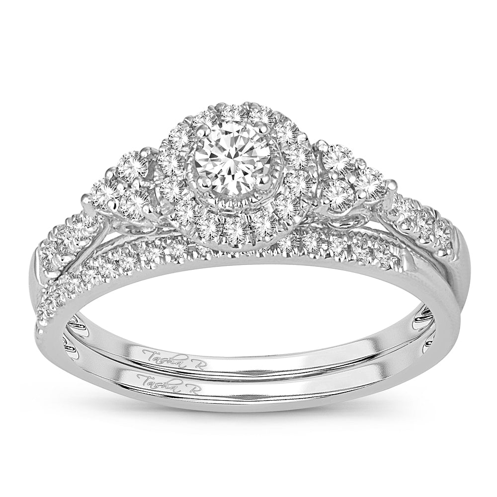 14K White Gold Exquisite 0.50Ct Diamond Bridal Ring