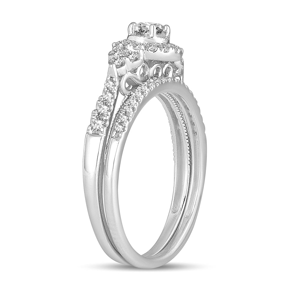 14K White Gold Exquisite 0.50Ct Diamond Bridal Ring