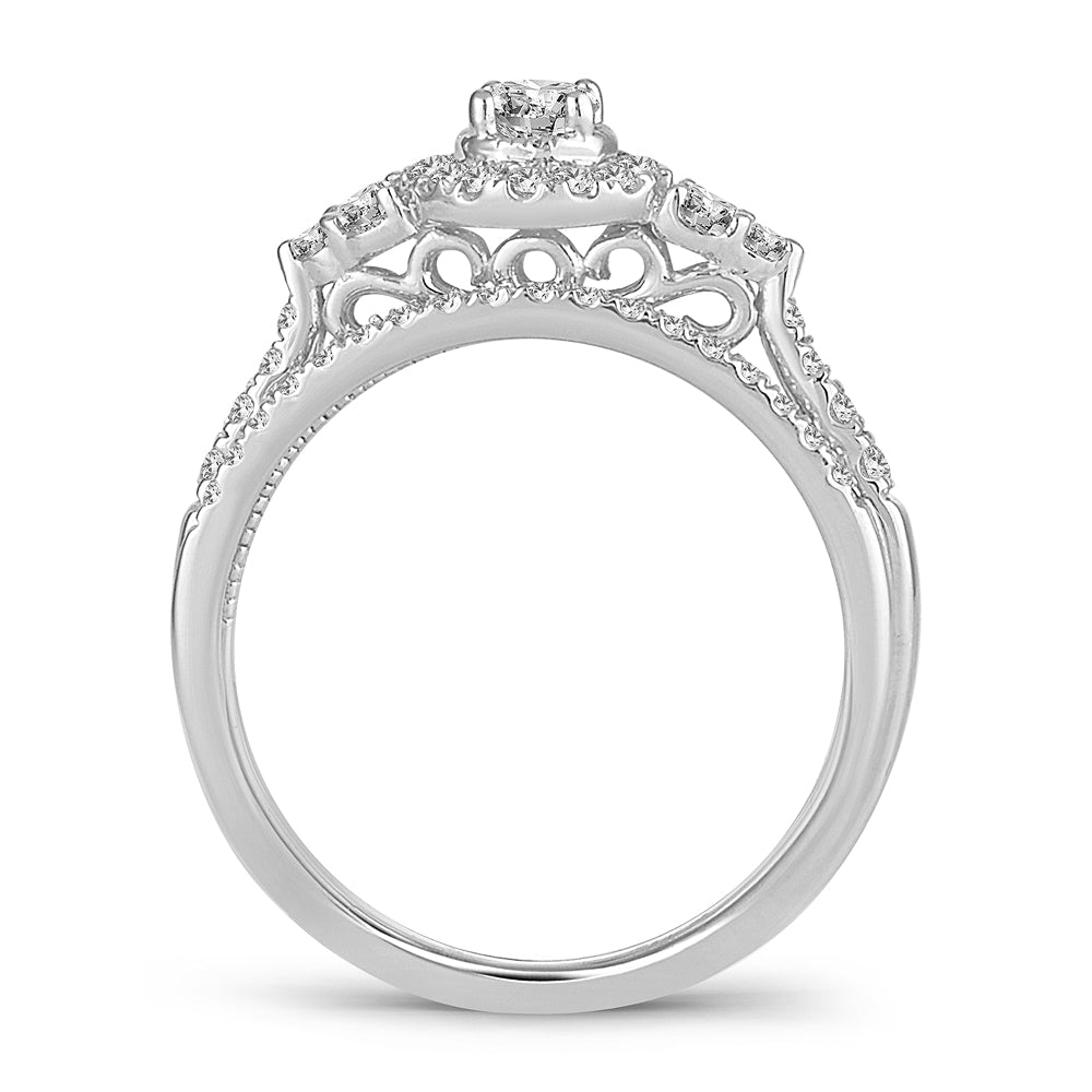 14K White Gold Exquisite 0.50Ct Diamond Bridal Ring