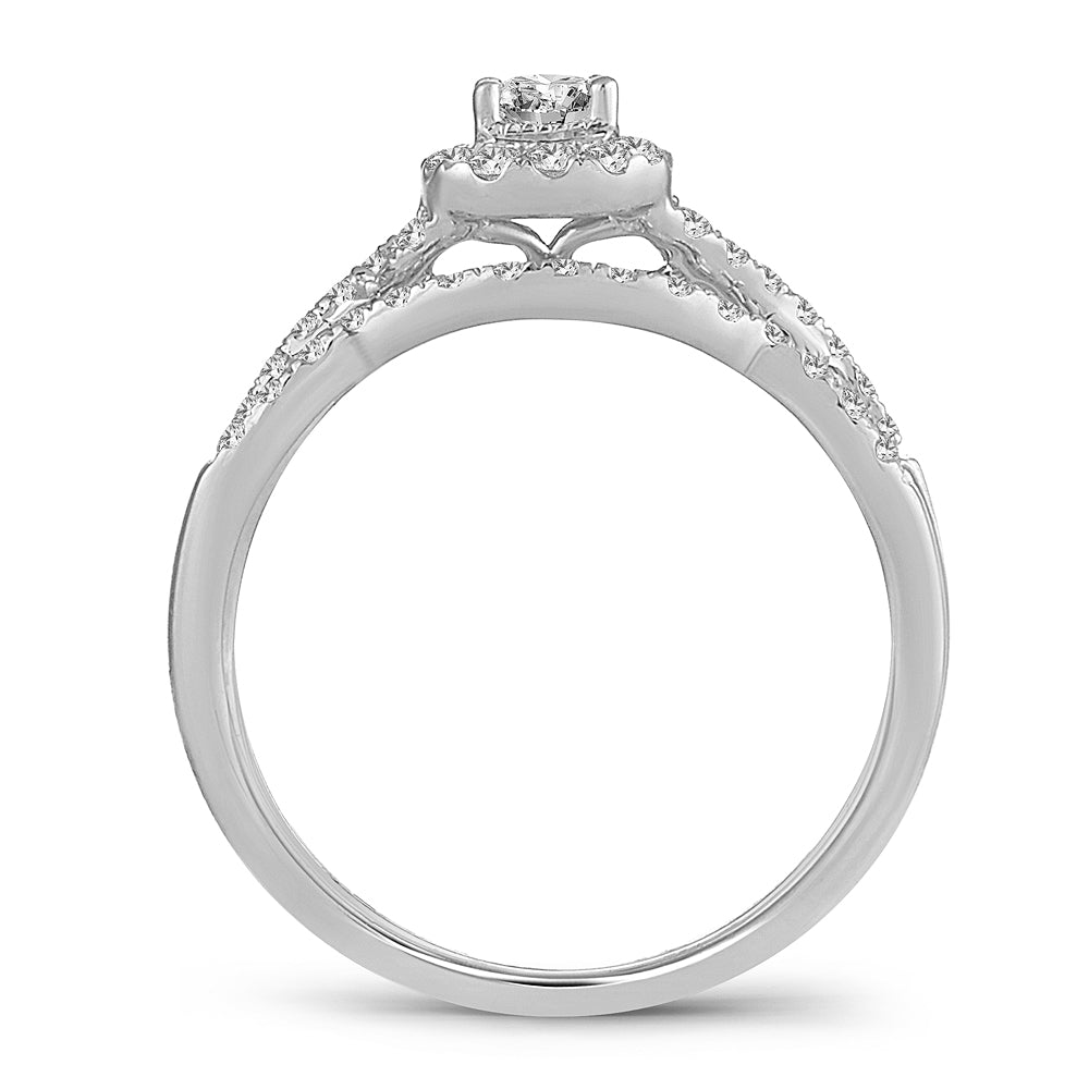 14K White Gold Beautiful 0.50Ct Diamond Bridal Ring