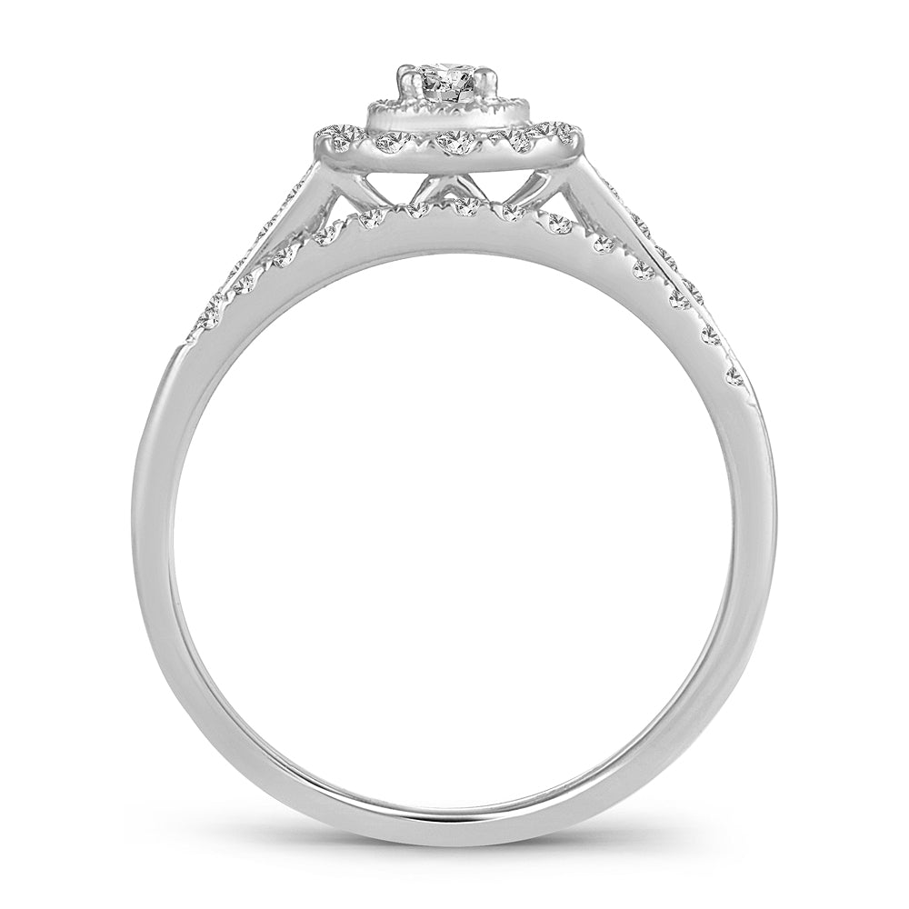 14K White Gold Beautiful 0.33Ct  Diamond Bridal Ring