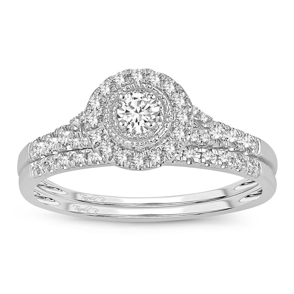 14K White Gold Elegant 0.34Ct Diamond Bridal Ring