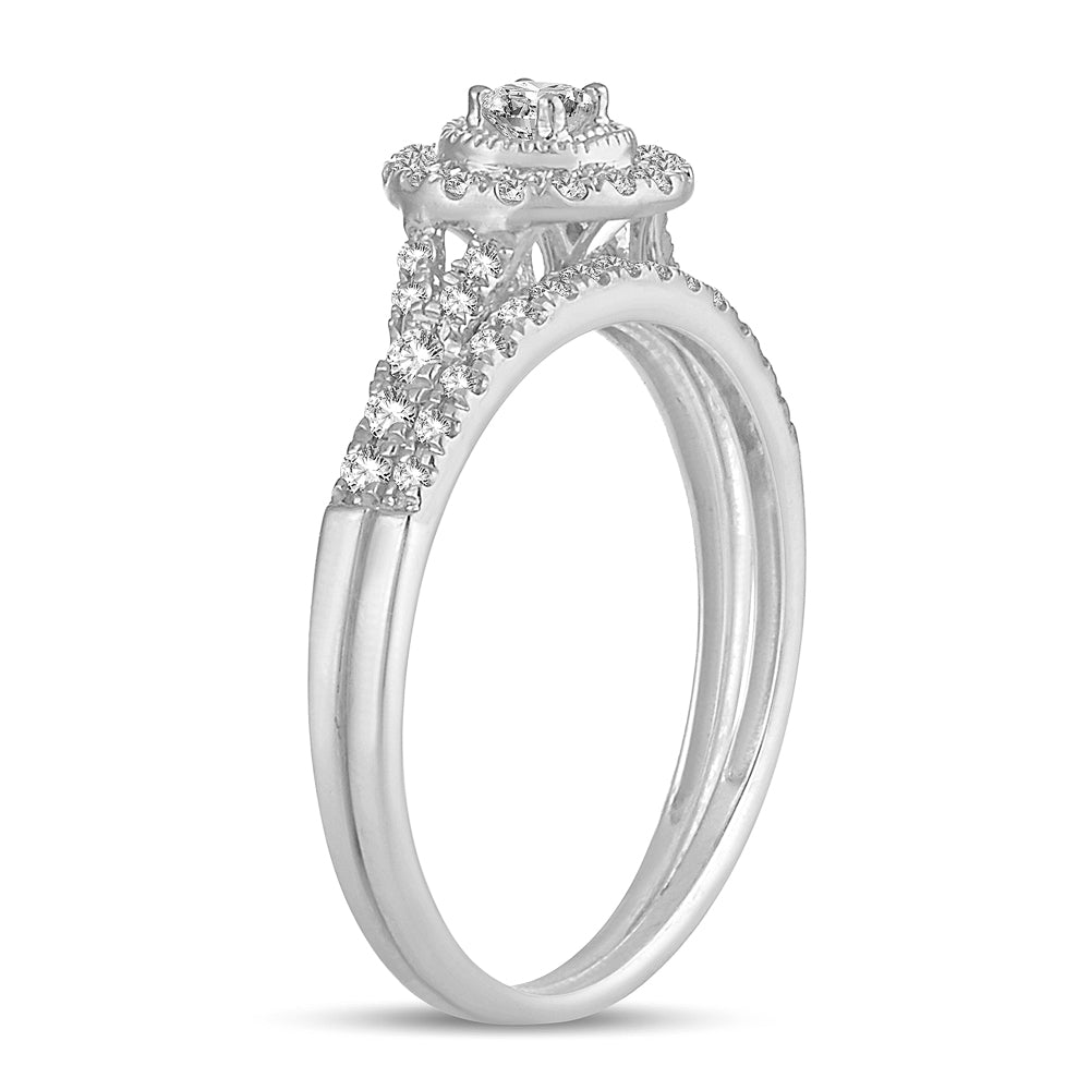 14K White Gold Elegant 0.34Ct Diamond Bridal Ring