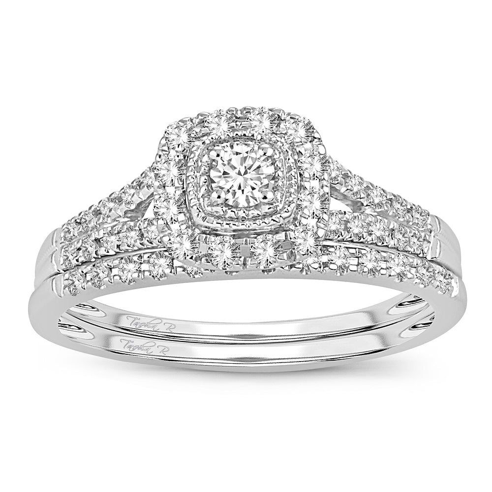 14K White Gold Dazzling 0.33Ct Diamond Bridal Ring