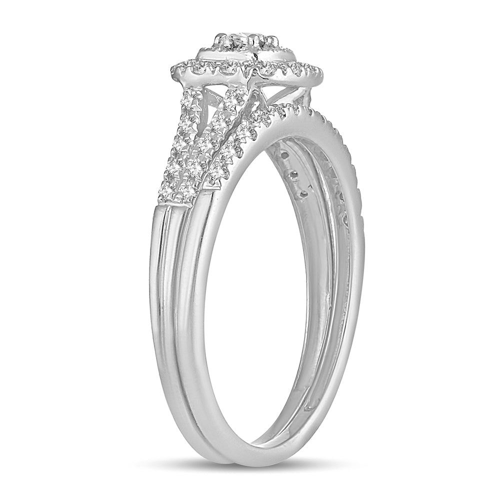 14K White Gold Dazzling 0.33Ct Diamond Bridal Ring