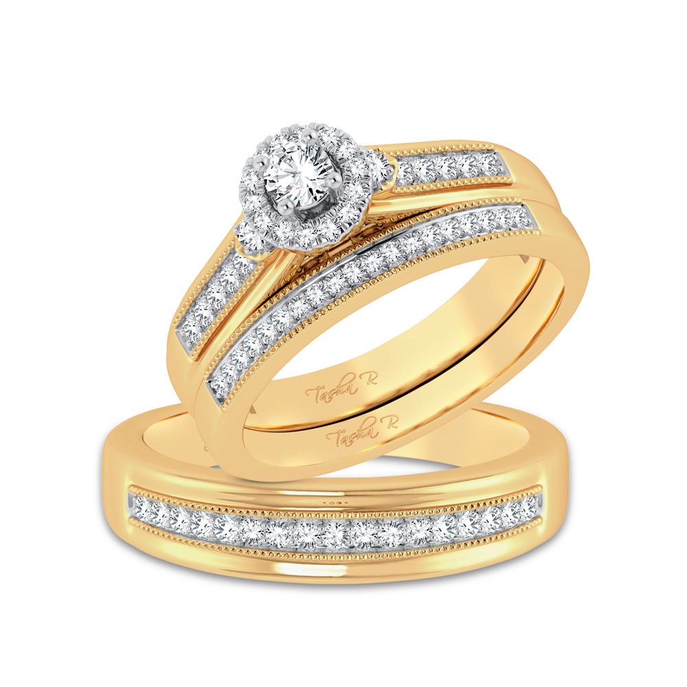 14K Yellow Gold 0.50Ct Diamond Trio Set