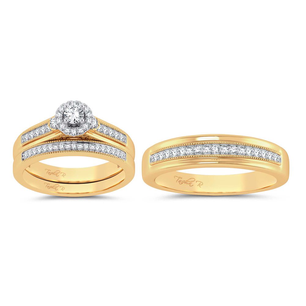 14K Yellow Gold 0.50Ct Diamond Trio Set