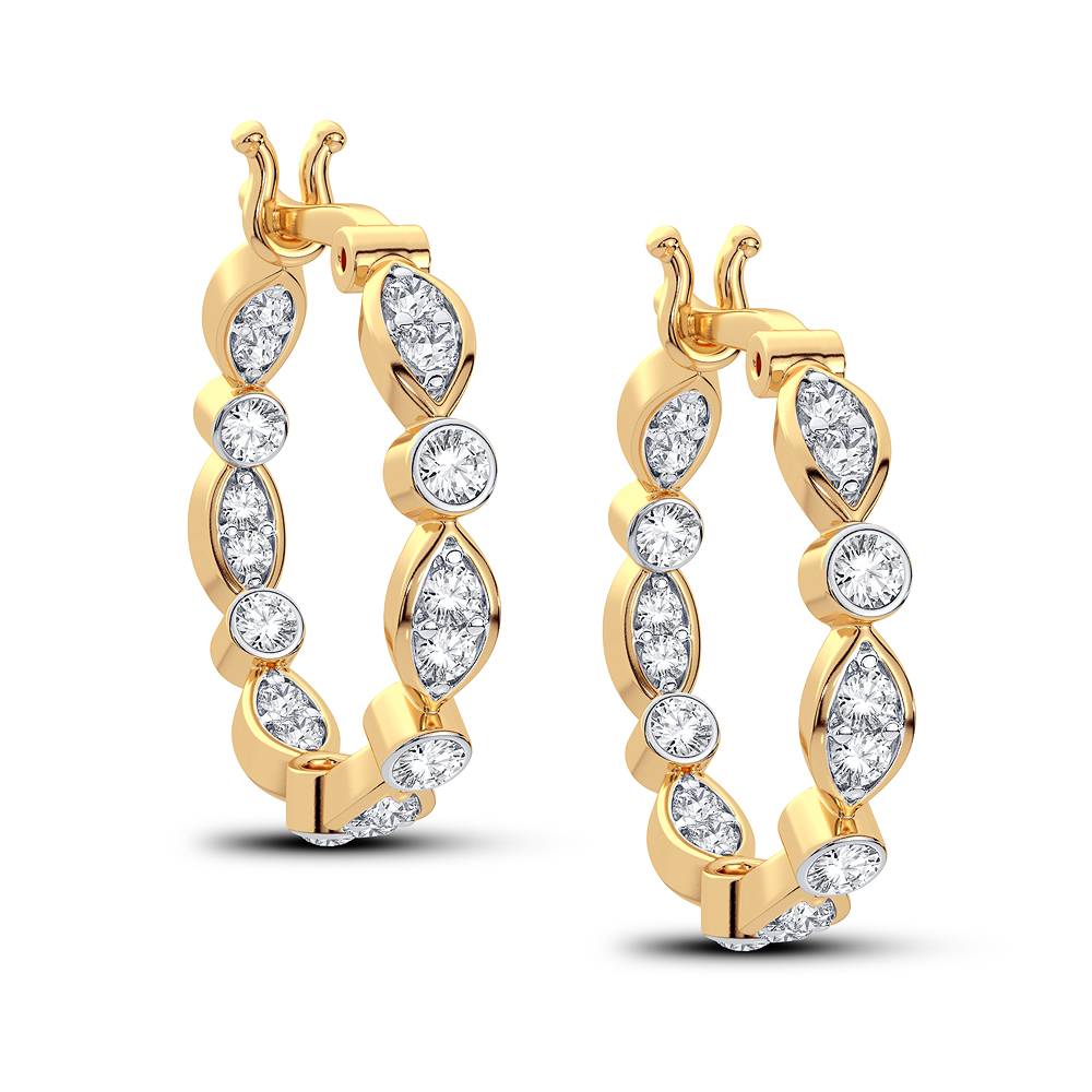 14K Yellow Gold Elegant 0.50Ct Diamond Earring