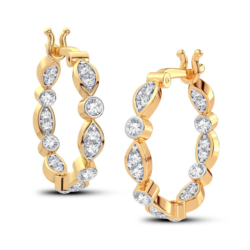 14K Yellow Gold Elegant 0.50Ct Diamond Earring