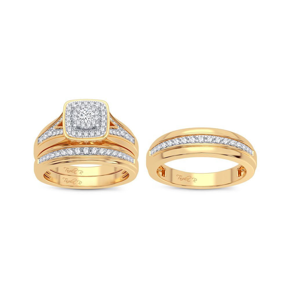 14K Yellow Gold Gorgeous 0.80Ct Diamond Trio Set