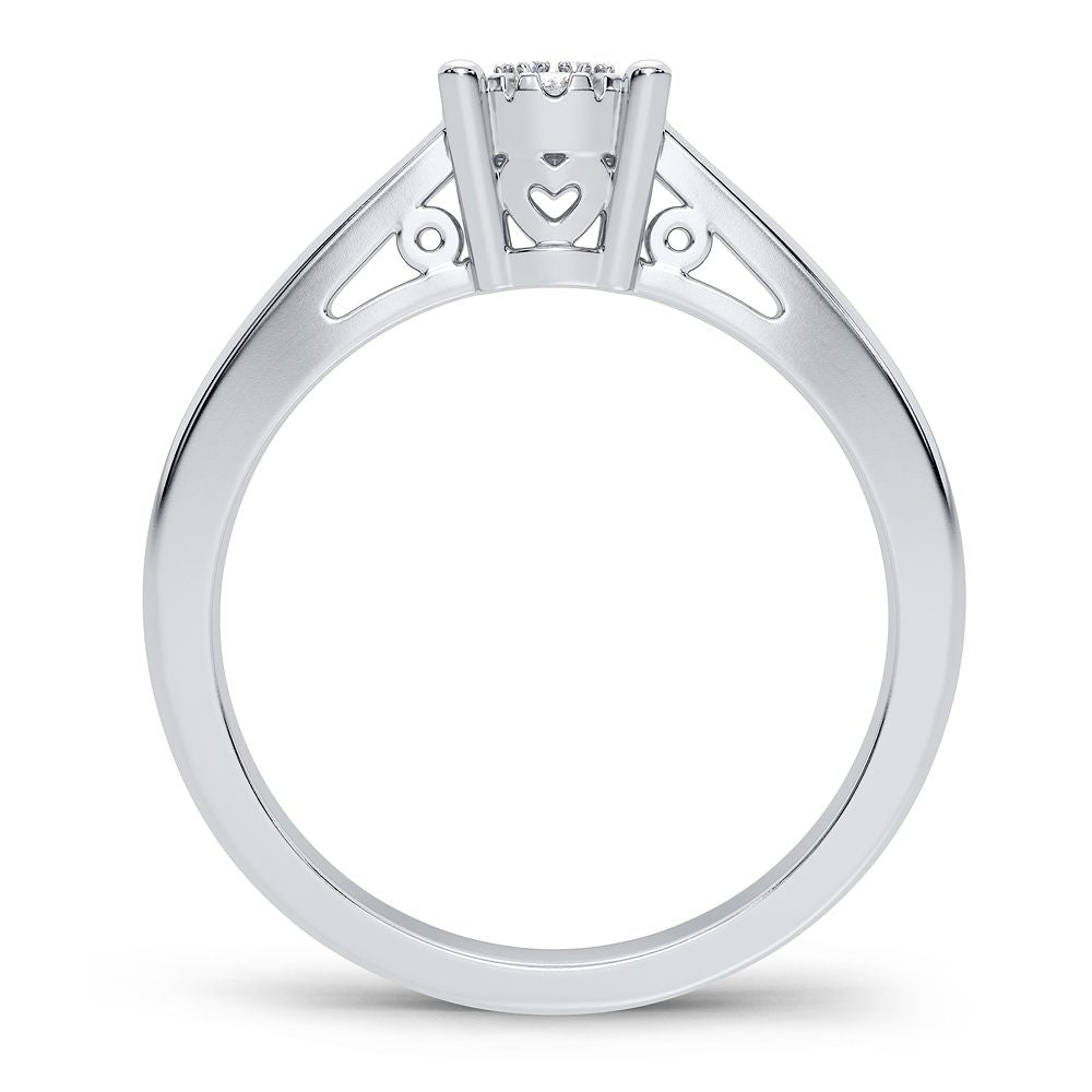 14K White Gold Magnifcnet 0.14Ct Diamond Ring