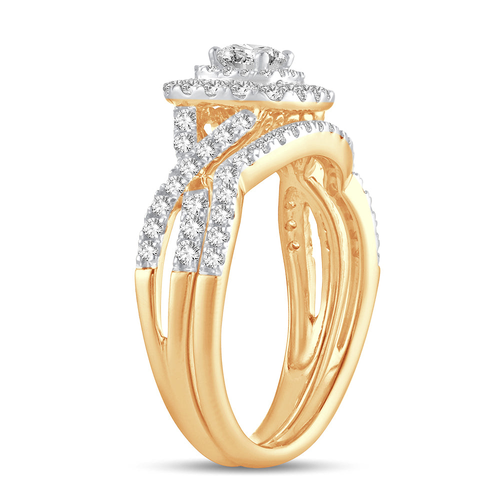 14K Yellow Gold Beautiful 1.00Ct Diamond Bridal Ring