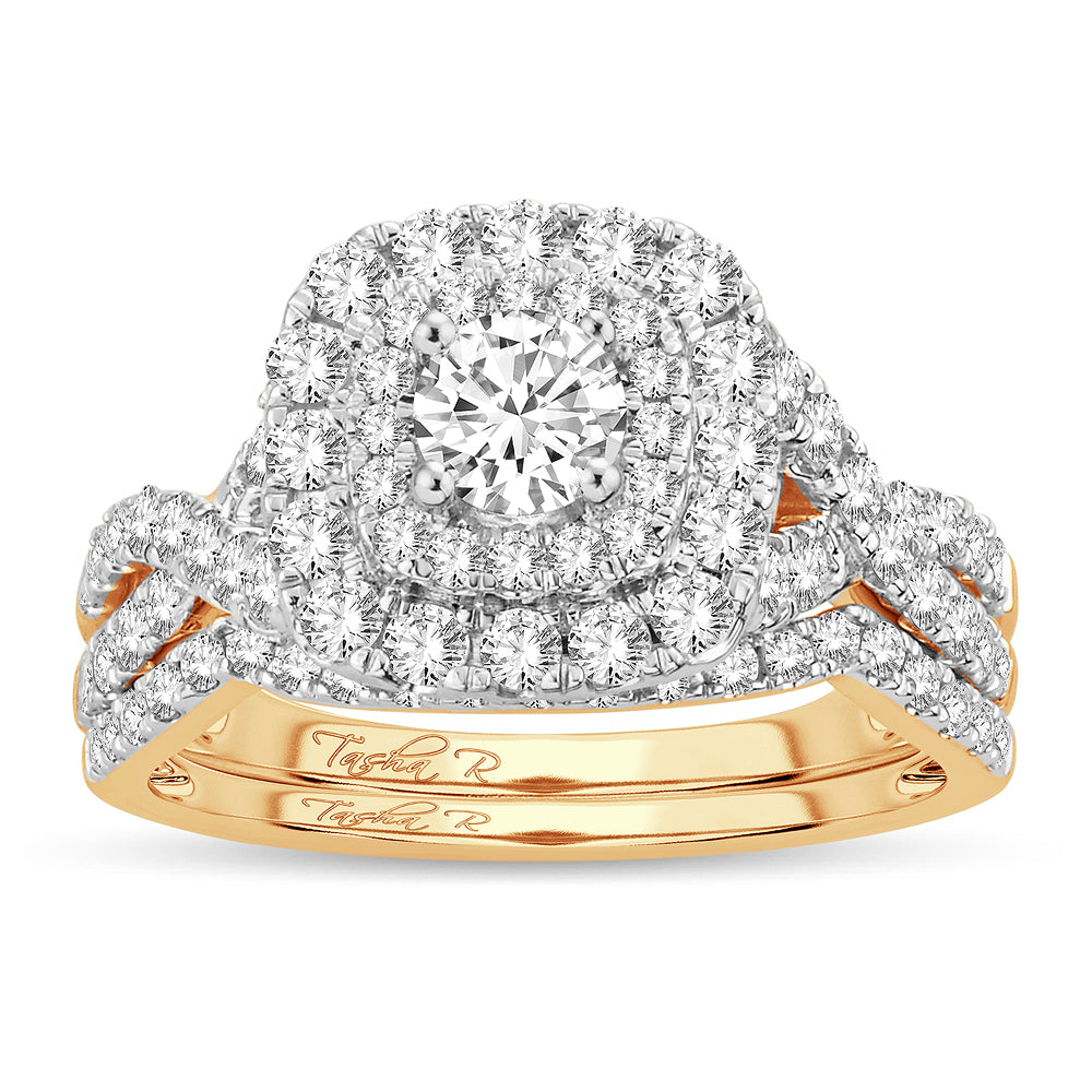 14K Yellow Gold Elegant 1.50Ct Diamond Bridal Ring