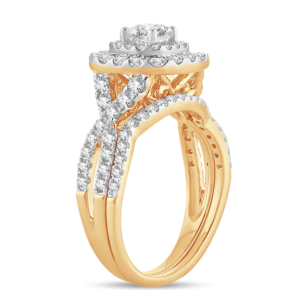 14K Yellow Gold Elegant 1.50Ct Diamond Bridal Ring