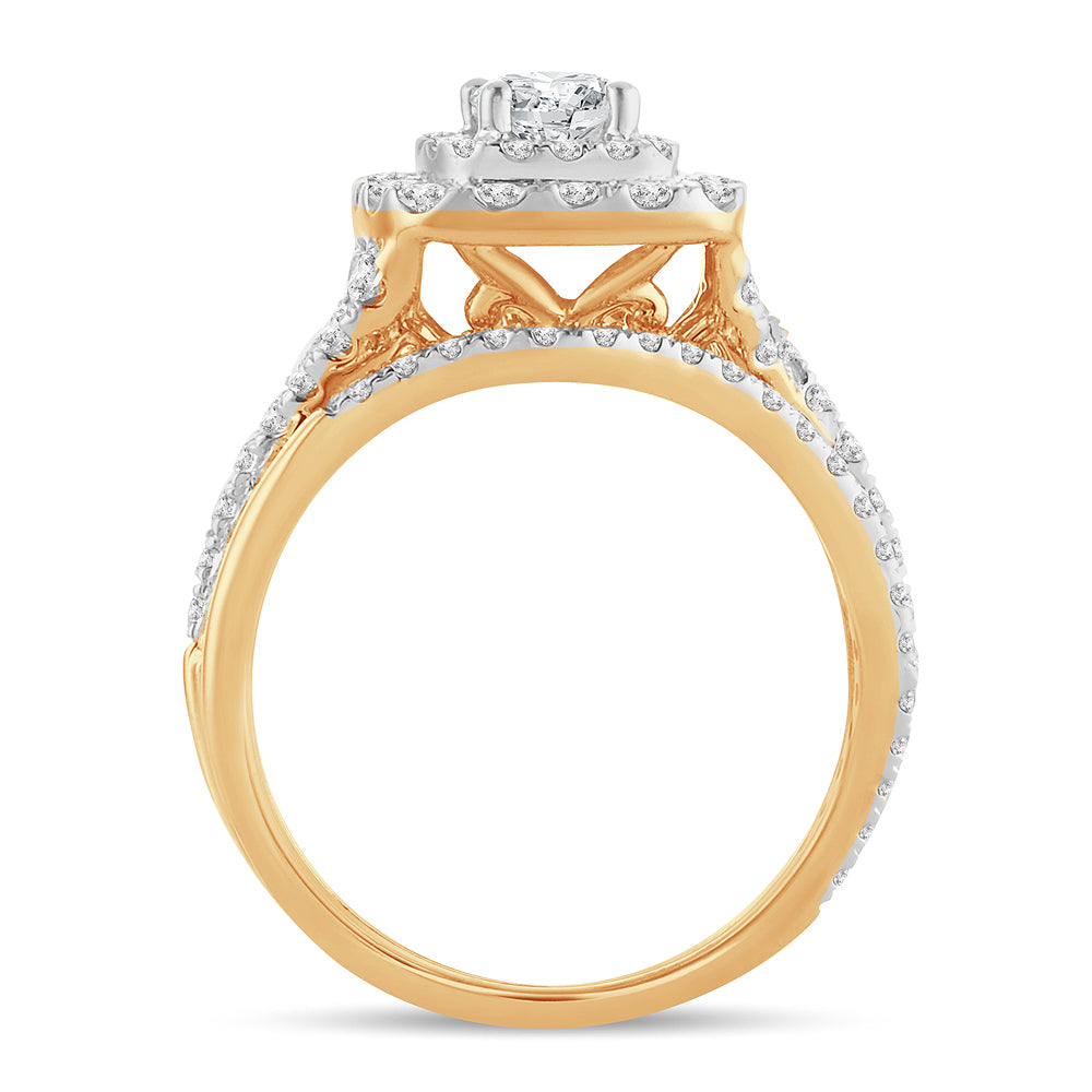 14K Yellow Gold Elegant 1.50Ct Diamond Bridal Ring