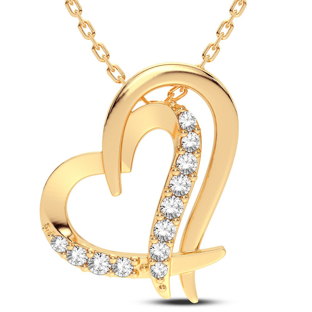 10K Yellow Gold Elegant 0.14Ct Diamond Pendant