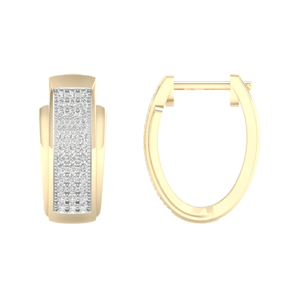 10K Yellow Gold Beautiful 0.25Ct Diamond Hoops