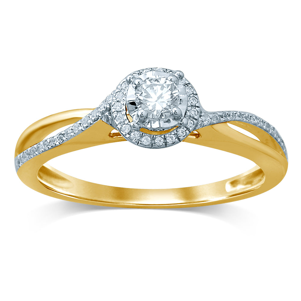 14K Yellow Gold Exquisite 0.25Ct Diamond Ring