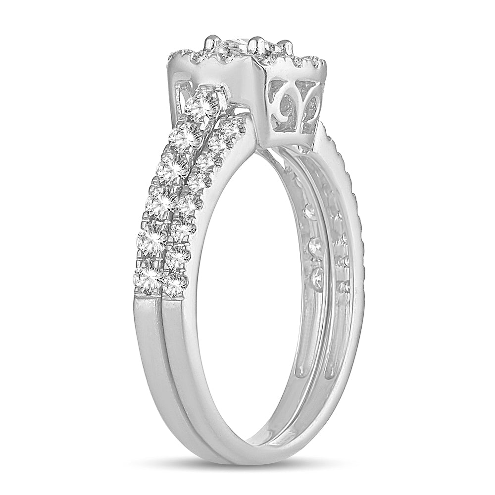 14K White Gold Beautiful 1.00Ct Diamond Bridal Ring