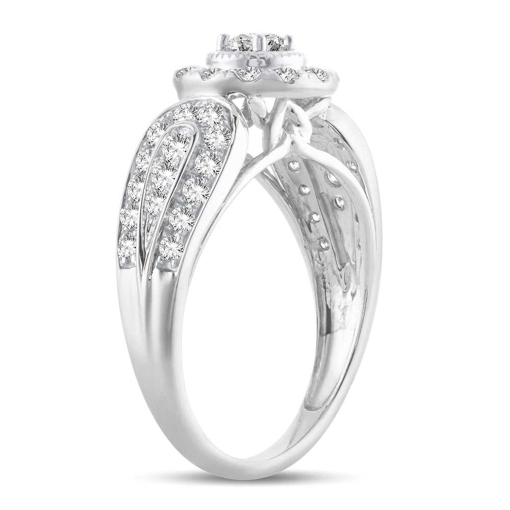 14K White Gold 1.00Ct Diamond Engagement Ring