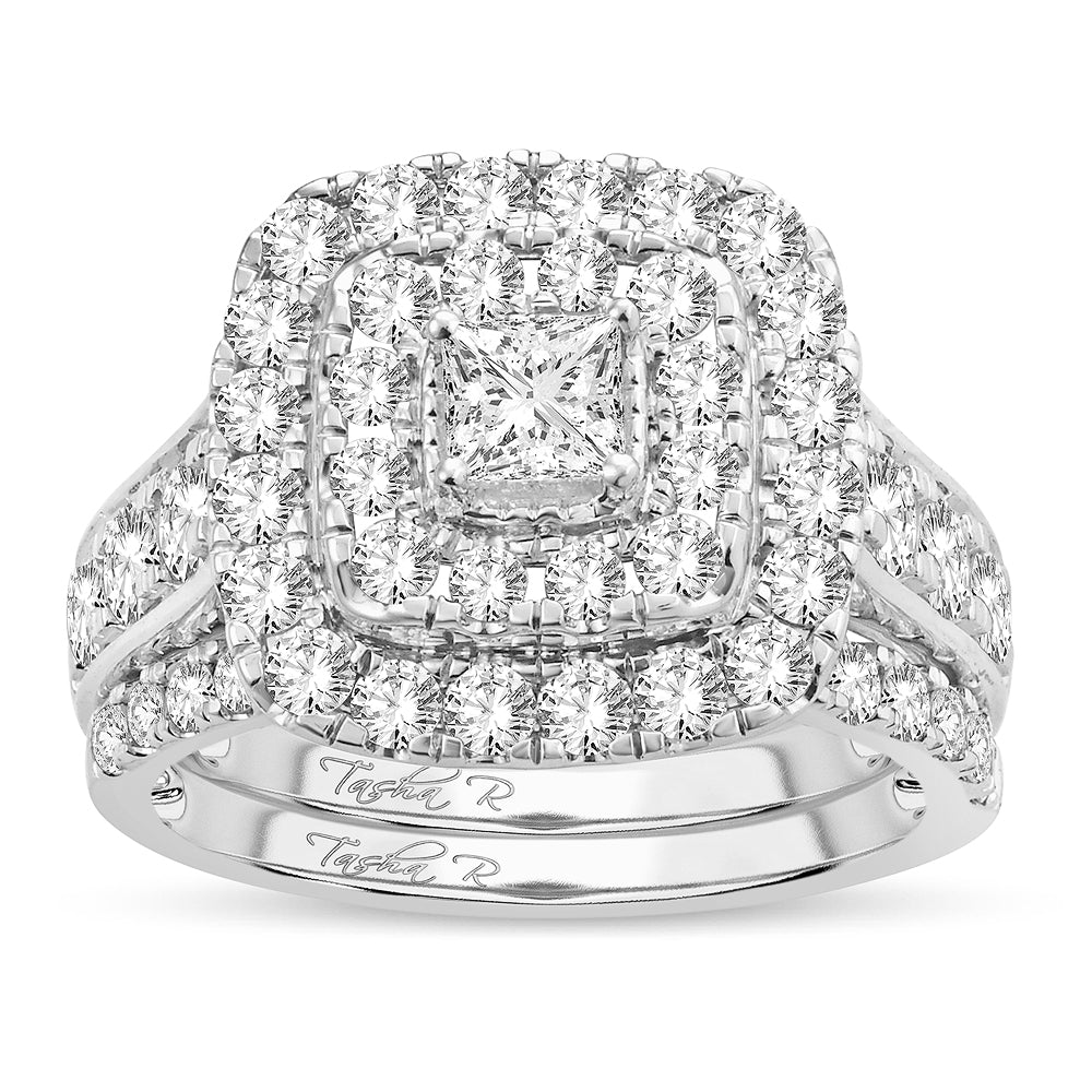 14K White Gold Dazzling 2.00Ct Diamond Bridal Ring