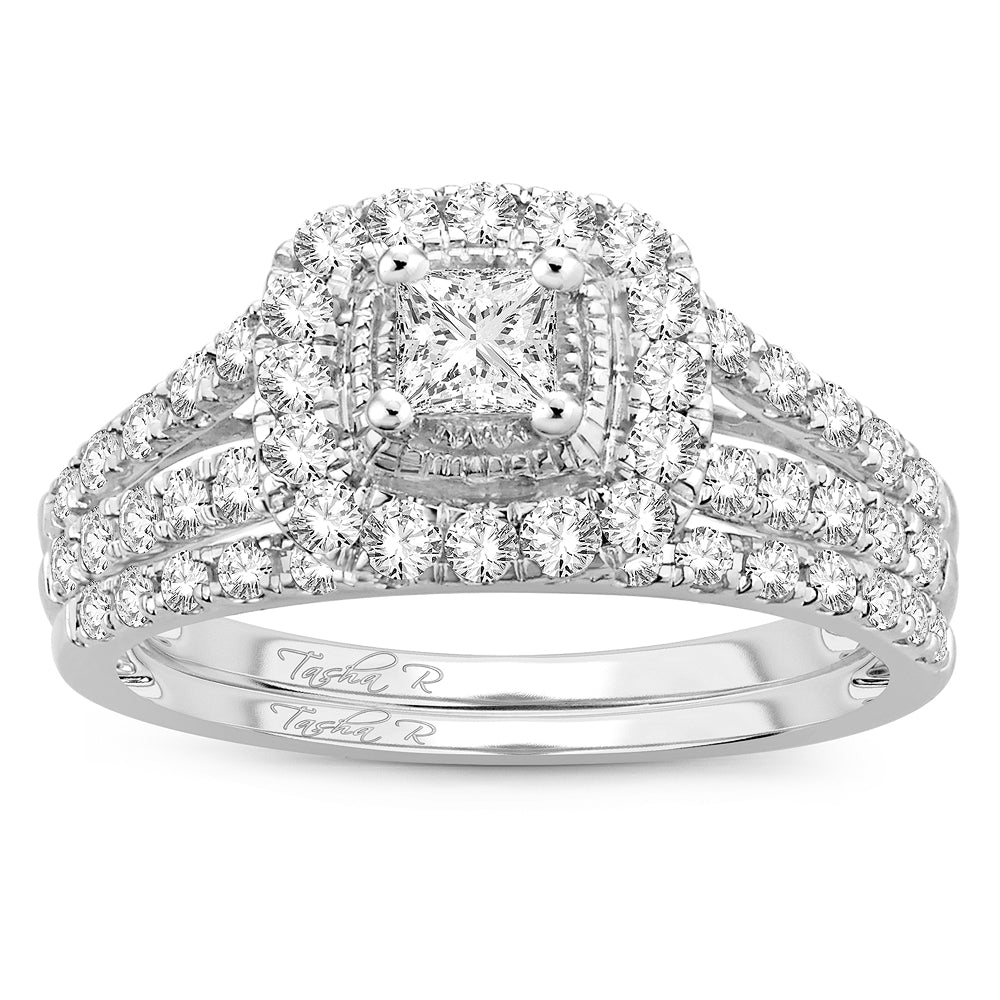 14K White Gold Elegant 1.00Ct Diamond Bridal Ring