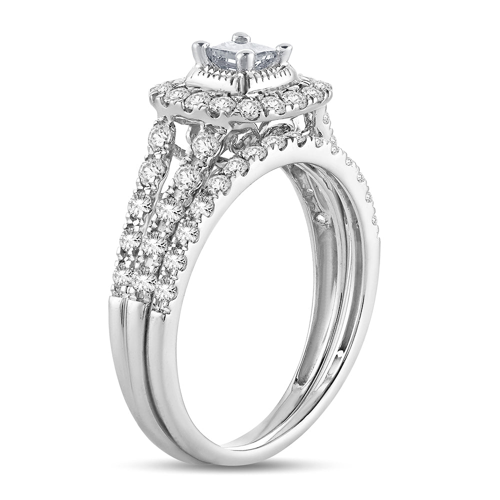 14K White Gold Elegant 1.00Ct Diamond Bridal Ring