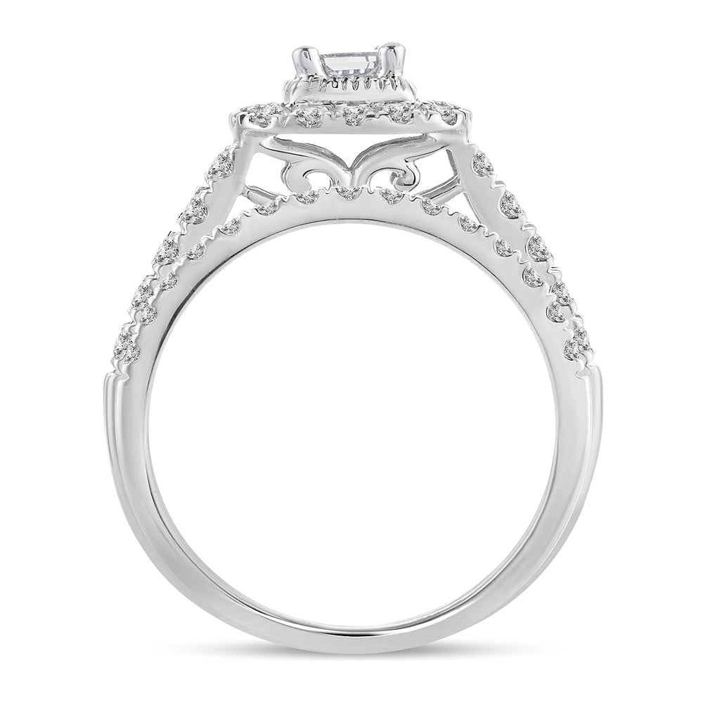 14K White Gold Elegant 1.00Ct Diamond Bridal Ring