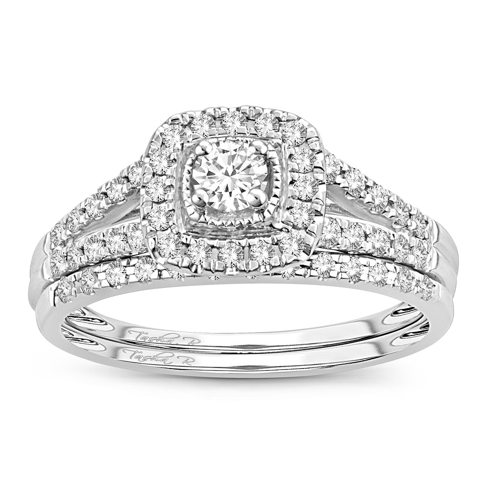 14K White Gold Beautiful 0.34Ct Diamond Bridal Ring