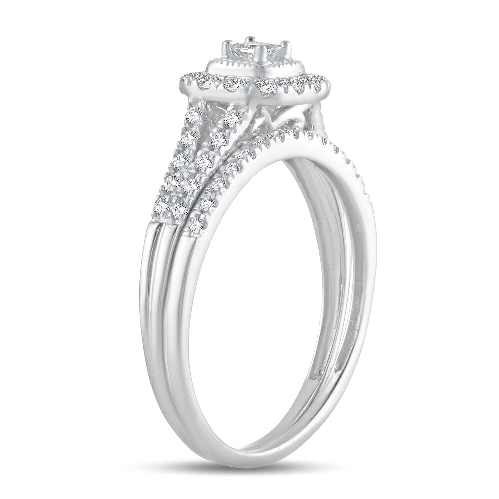 14K White Gold Beautiful 0.34Ct Diamond Bridal Ring