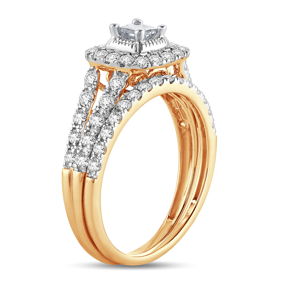 14K Yellow Gold Magnifcnet 1.00Ct Diamond Bridal Ring