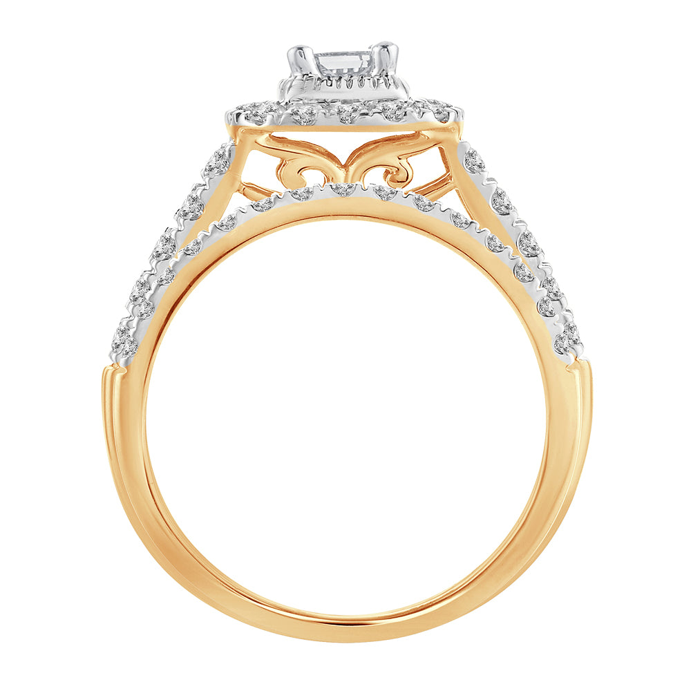 14K Yellow Gold Magnifcnet 1.00Ct Diamond Bridal Ring