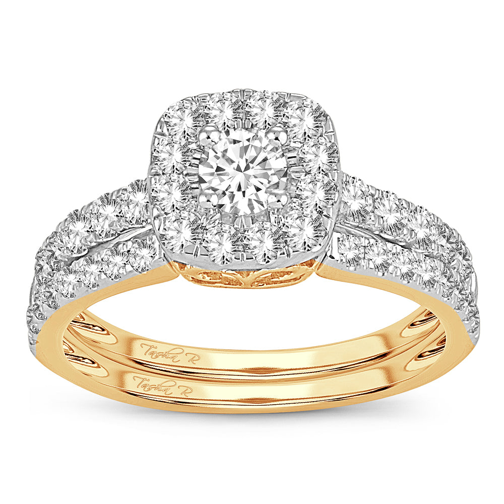 14K Yellow Gold Exquisite 1.00Ct Diamond Bridal Ring