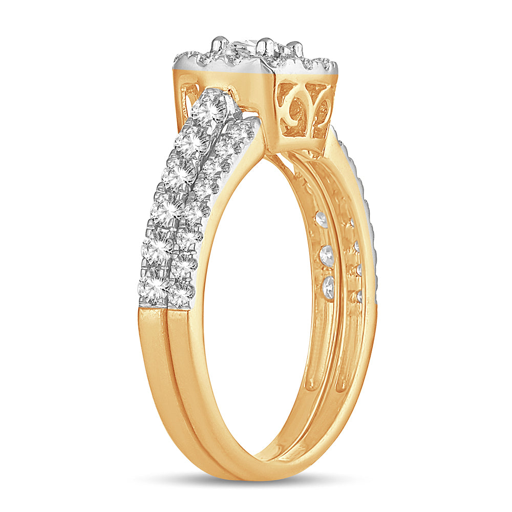 14K Yellow Gold Exquisite 1.00Ct Diamond Bridal Ring