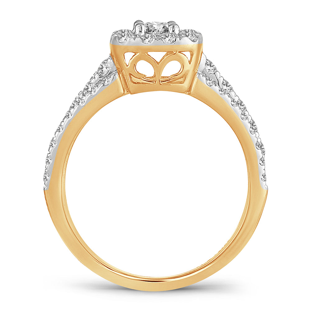 14K Yellow Gold Exquisite 1.00Ct Diamond Bridal Ring