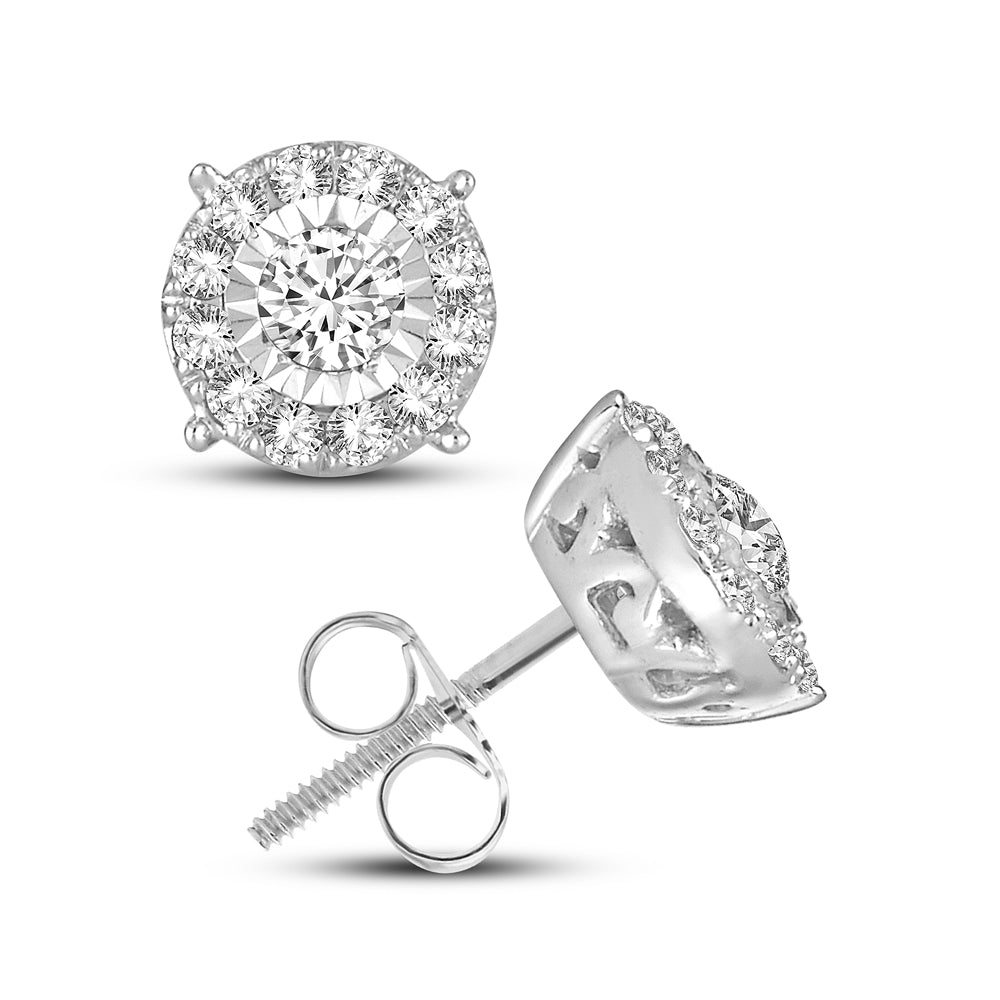 14K White Gold Dazzling 0.75Ct Diamond Earring